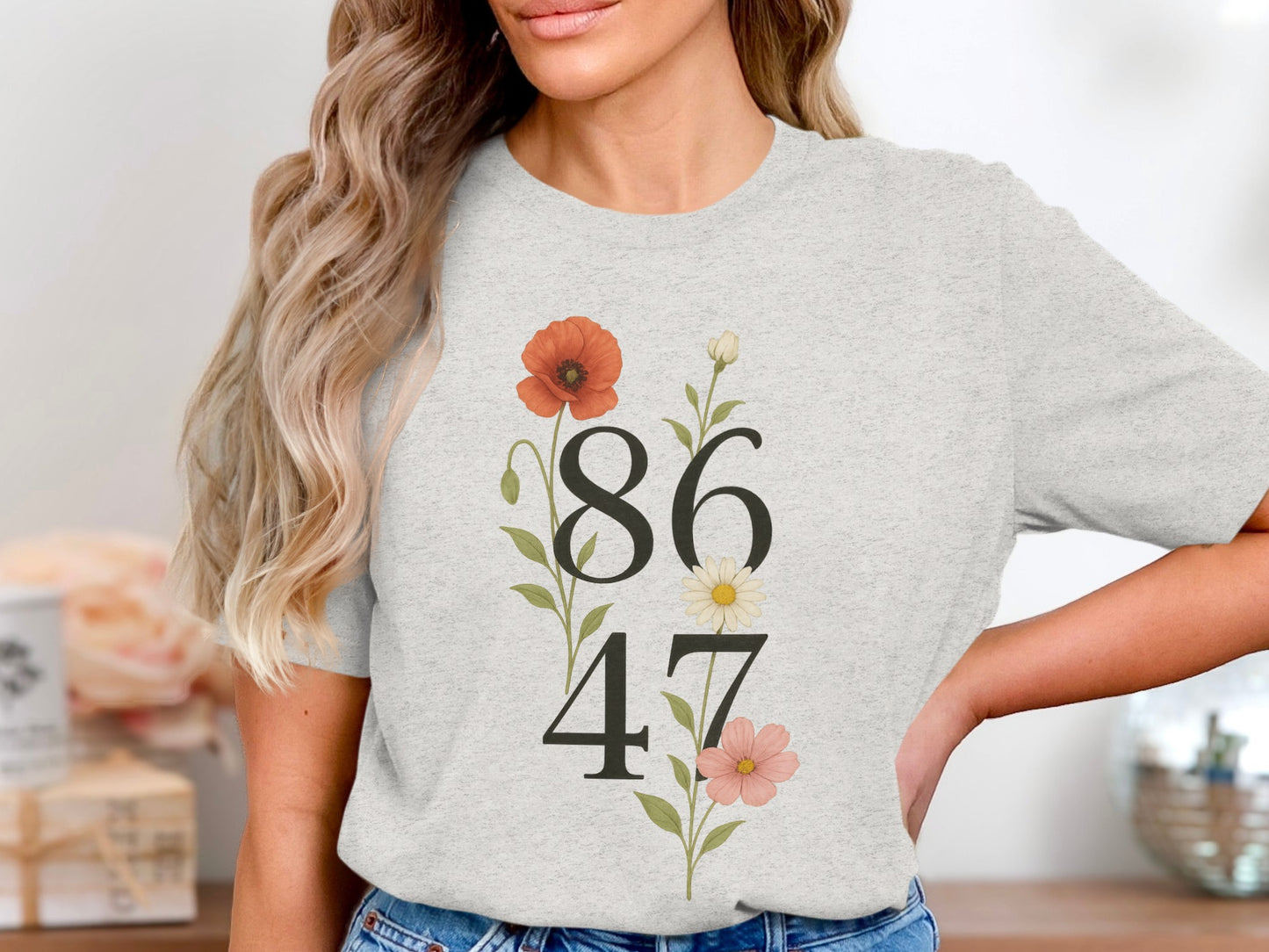 Floral Design 86 47 Numbers Graphic Tee Shirt product