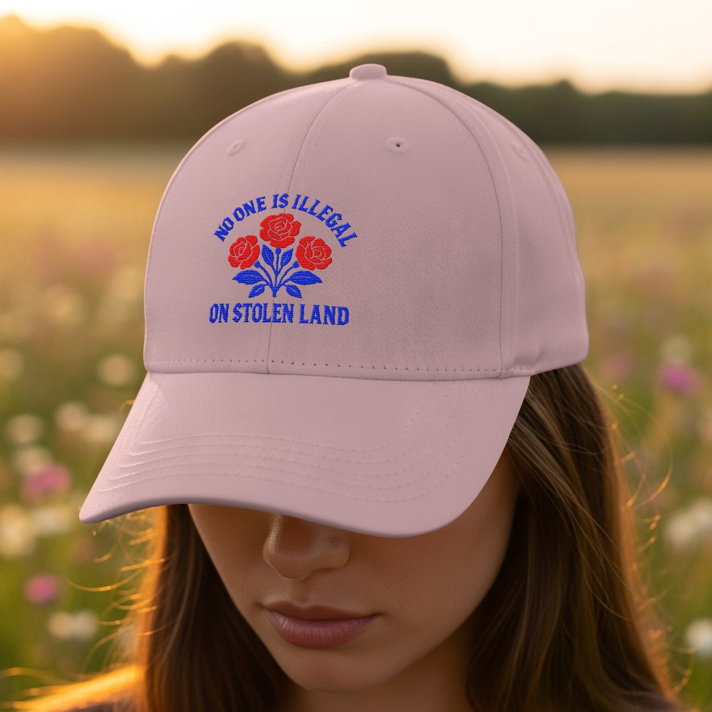 No One Is Illegal On Stolen Land embroidered product type