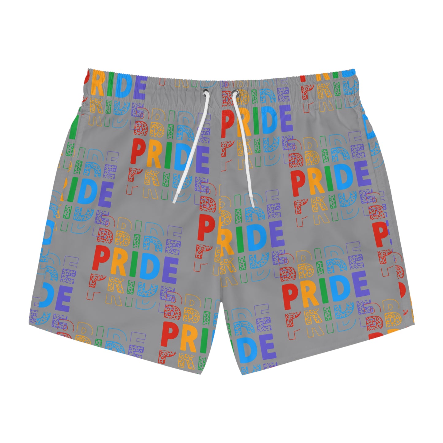 Colorful Pride Swim Trunks, LGBTQ+ Beach Wear, Trendy Summer Shorts, Vibrant Pool Attire, Perfect for Pride Celebrations