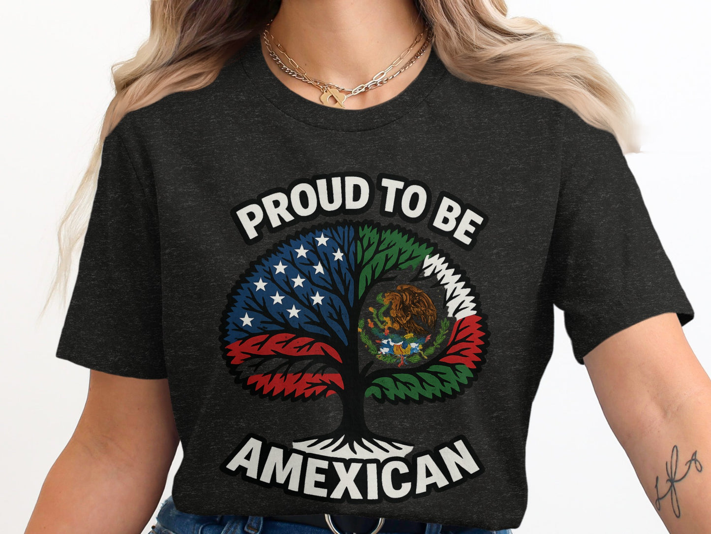 Proud to Be Mexican American Tree Graphic Shirt product type