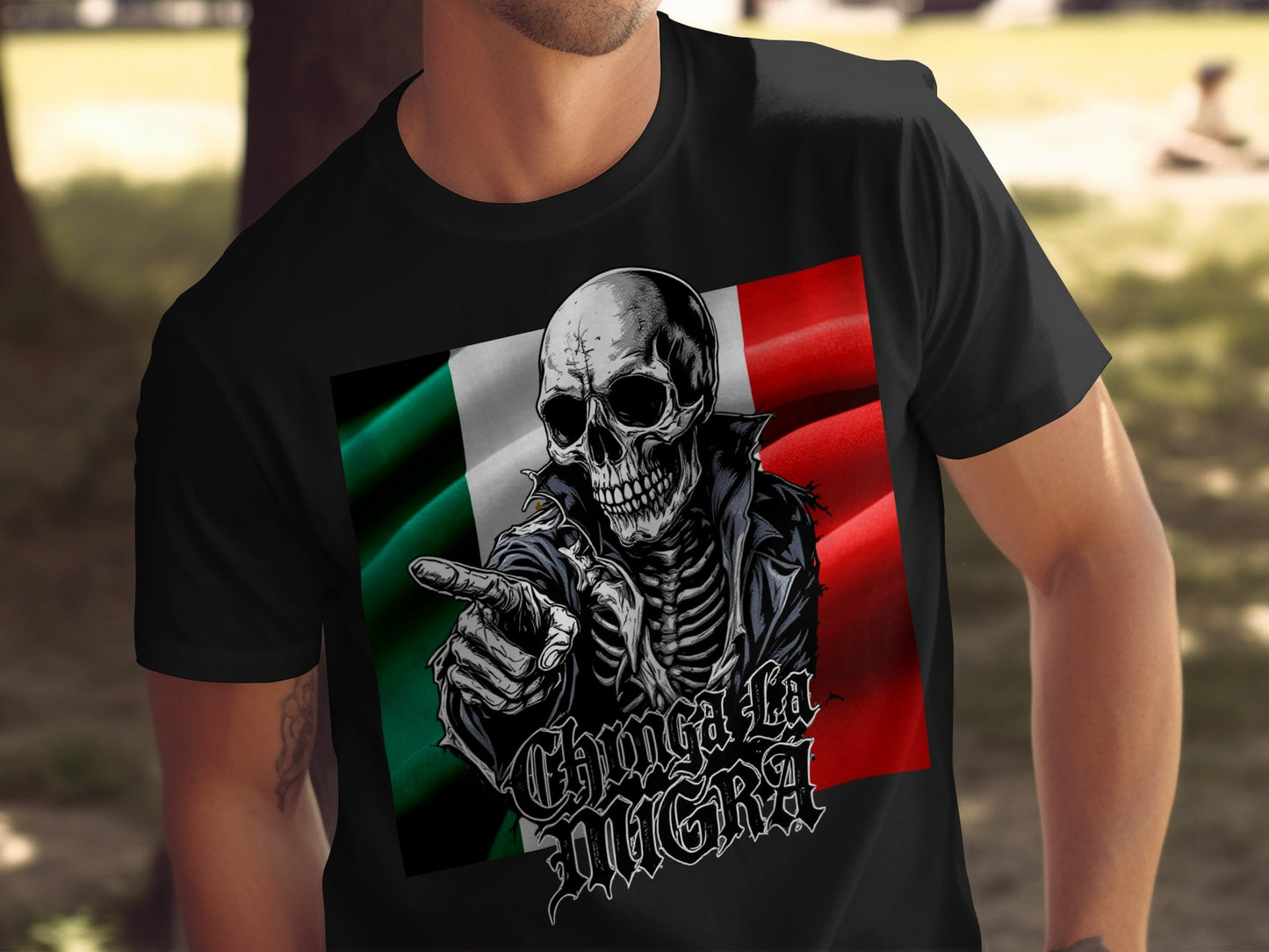 Chtgna La Lgca Skeleton with Flag Graphic TShirt product