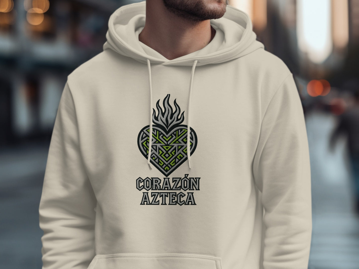 Corazon Azteca Design Printed White Hoodie product