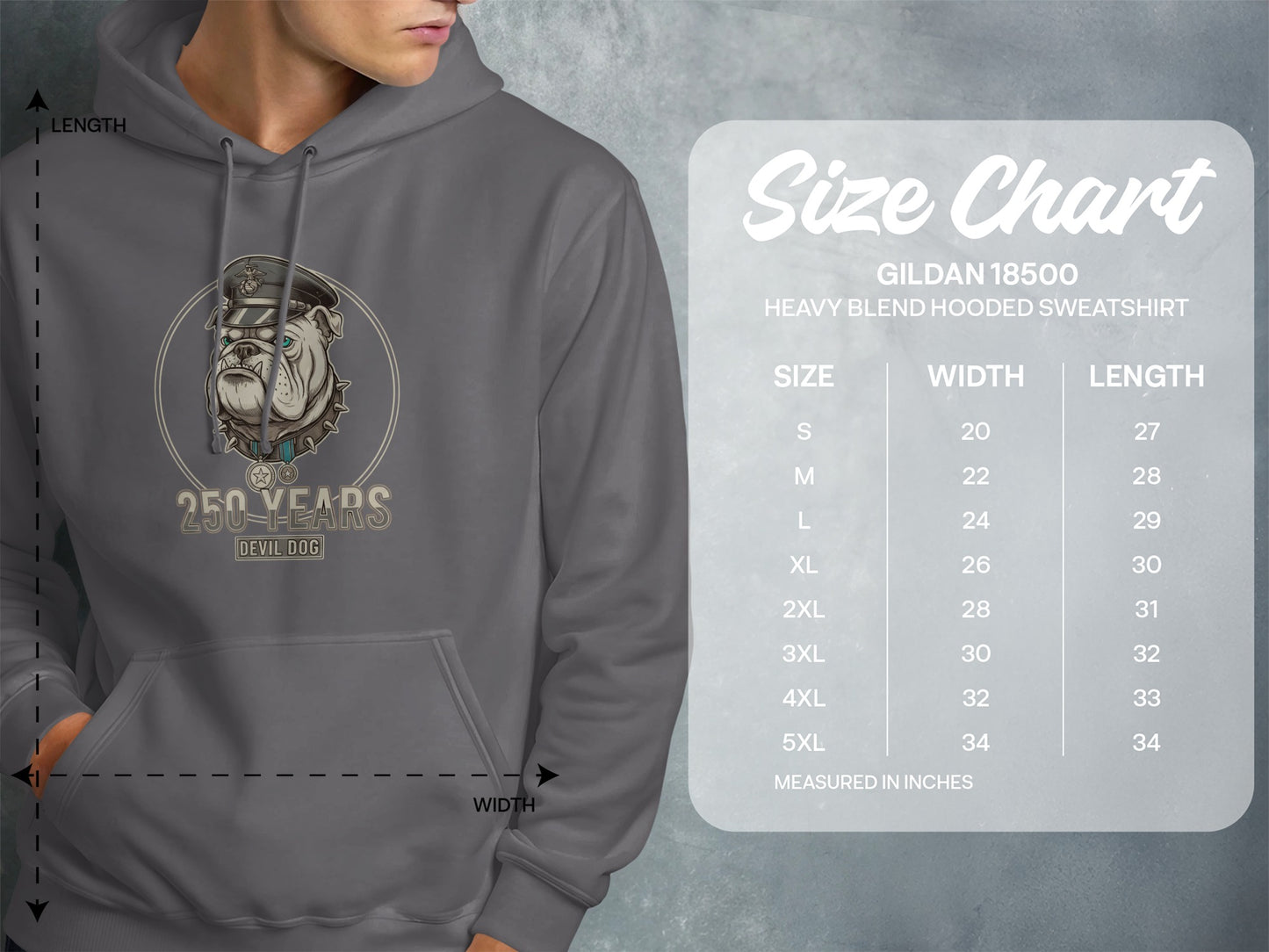 250 Years Devil Dog Heavy Blend Hooded Sweatshirt