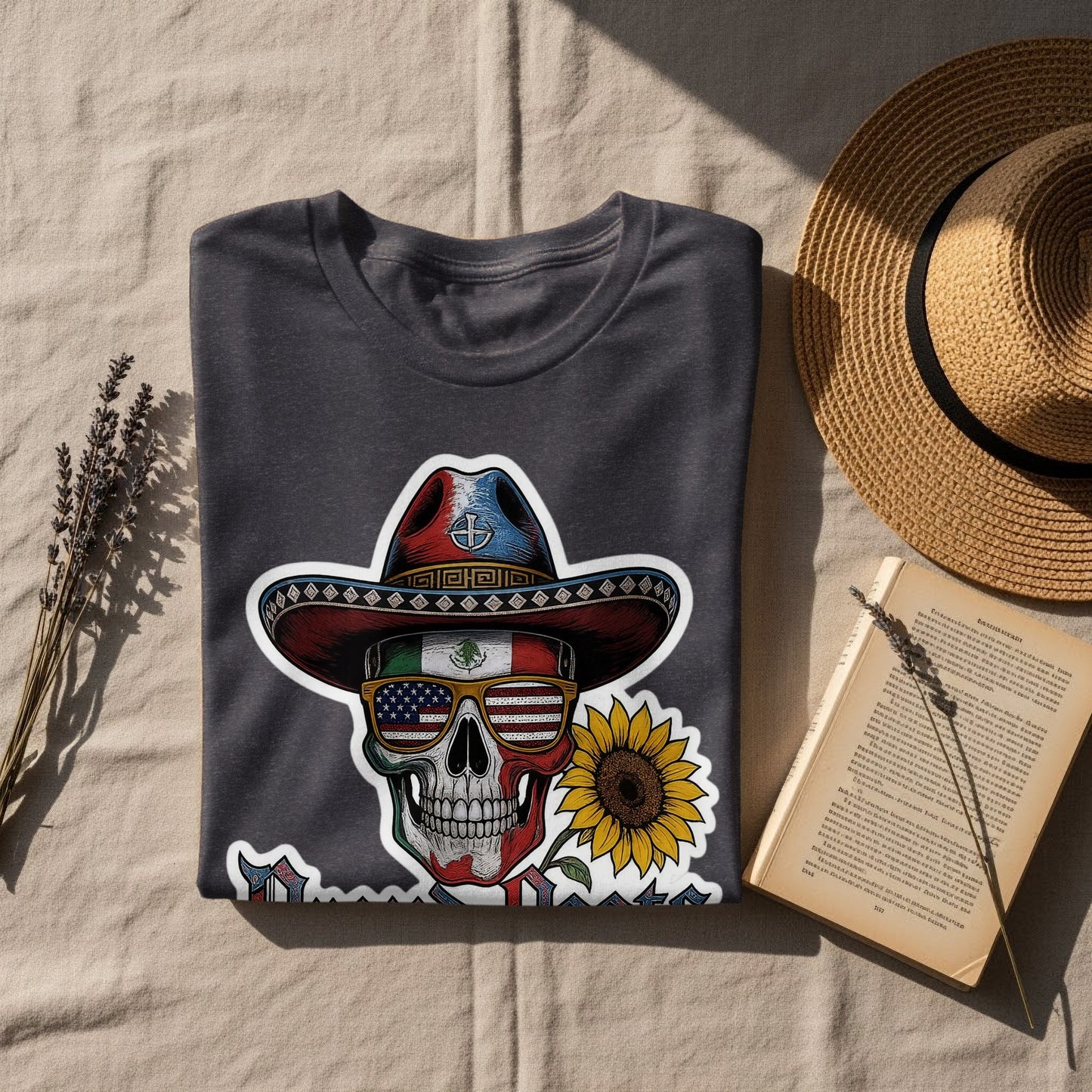 Patriotic Skull with Sunflower Graphic Tee product