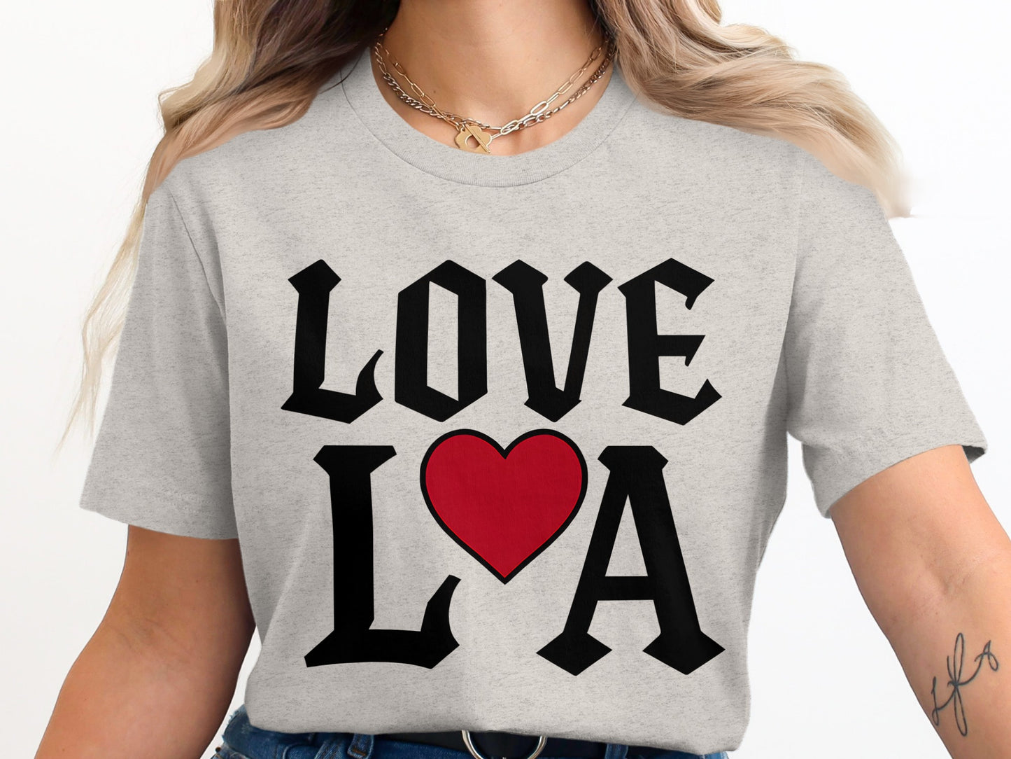 Love LA Graphic Tee Heart Print T-Shirt Casual Top Product