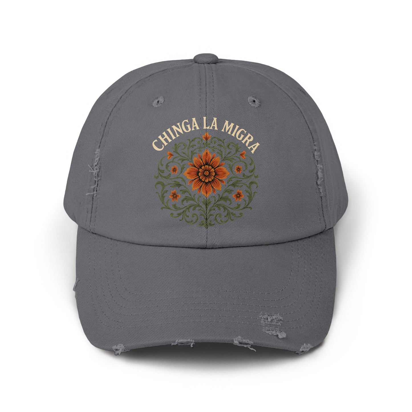 Chinga La Migra Floral Design Embroidered Hat product