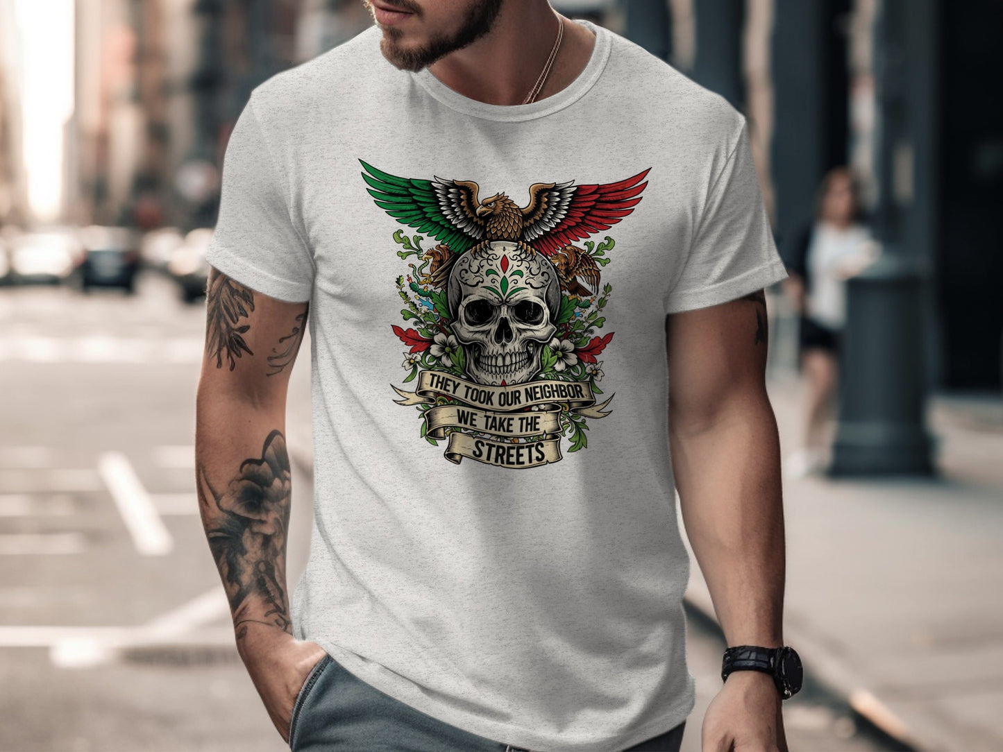 Patriotic Skull Design Casual Look T-Shirt Product Type