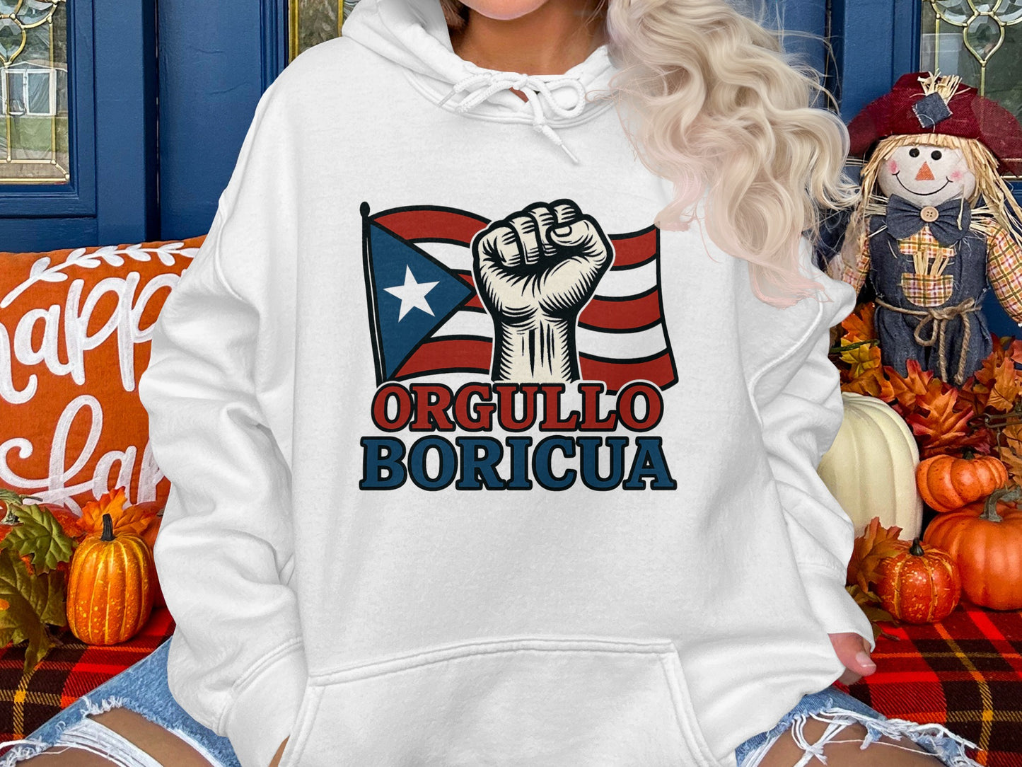 Orgullo Boricua Graphic Hoodie American Flag Product