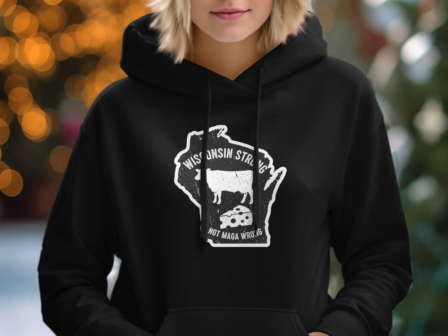 Wisconsin Strong Not Maga Wrong Hooded Sweatshirt product