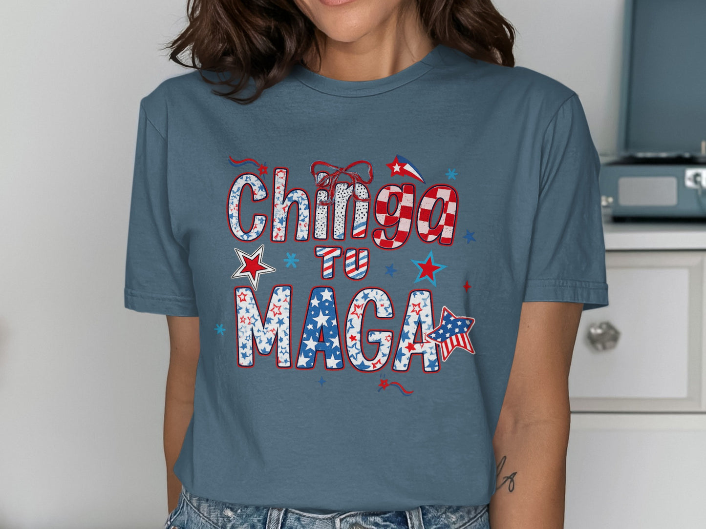 Chiflada Tu MAGA Graphic Print Blue T-shirt product