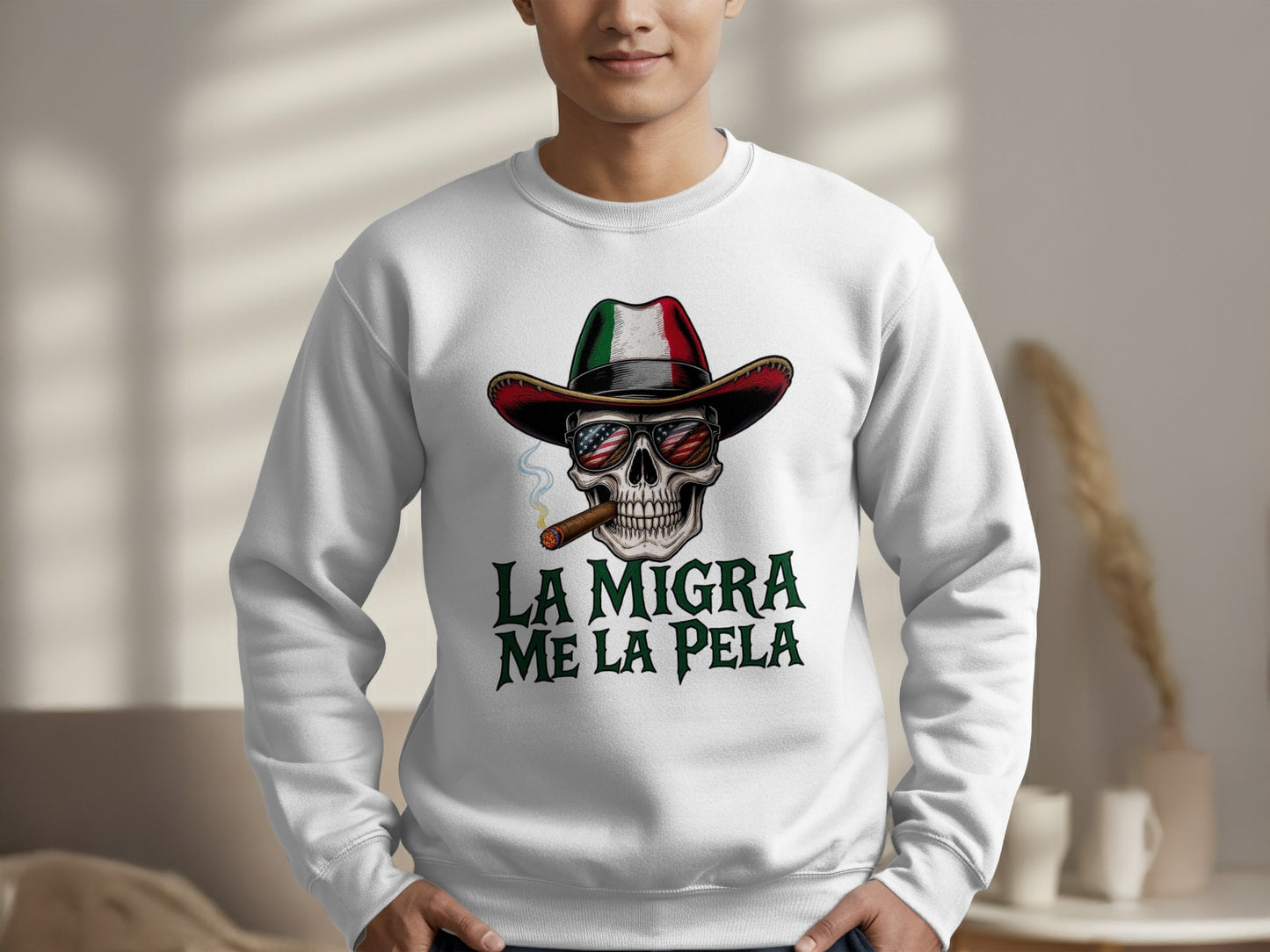 La Migra Me La Pela Skull Design Sweatshirt Product