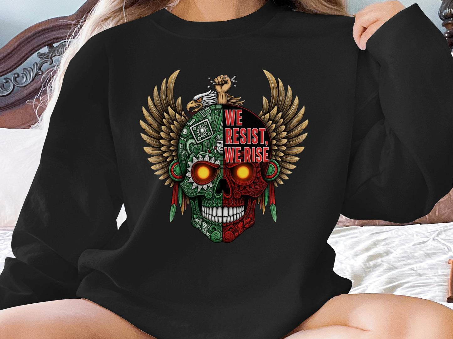 We Resist We Rise Skull Graphic Long Sleeve Shirt product type
