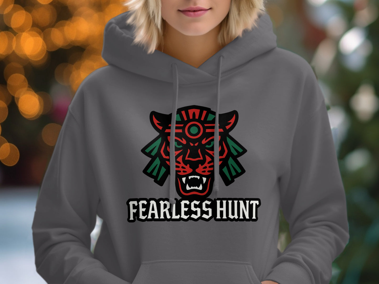 Fearless Hunt Tiger Print Grey Hoodie product