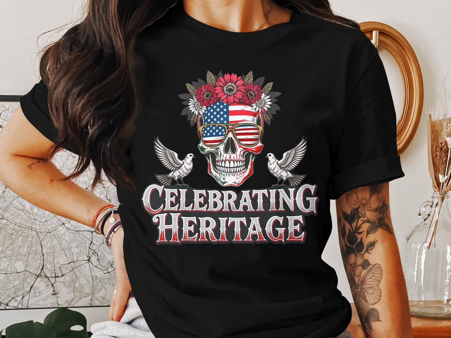 Celebrating Heritage Skull Design Graphic T-shirt product
