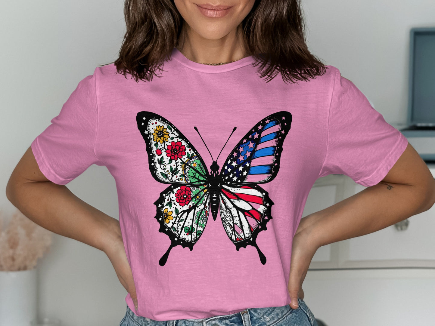 Vibrant Butterfly Graphic Tee Perfect Summer product type