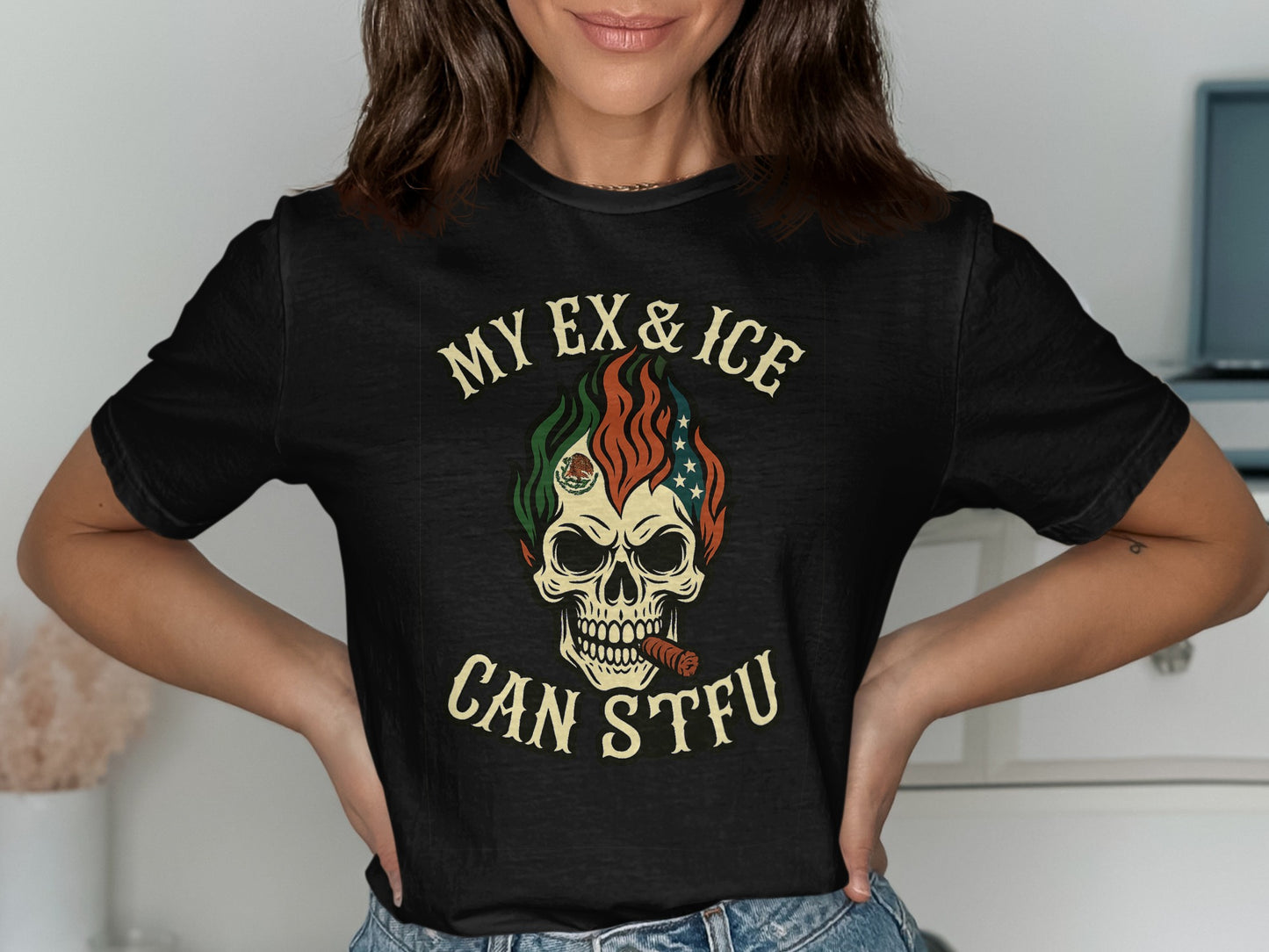 My Ex and Ice Can STFU Skull Graphic T-Shirt product