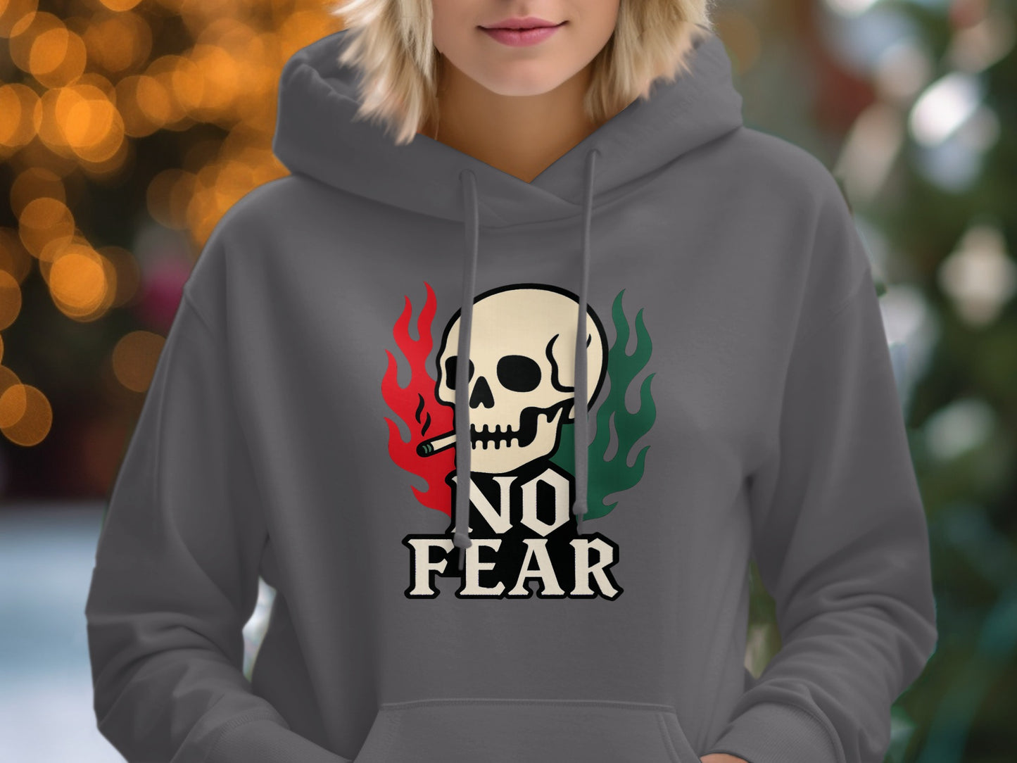 No Fear Skull Smoking Flames Graphic Hoodie product