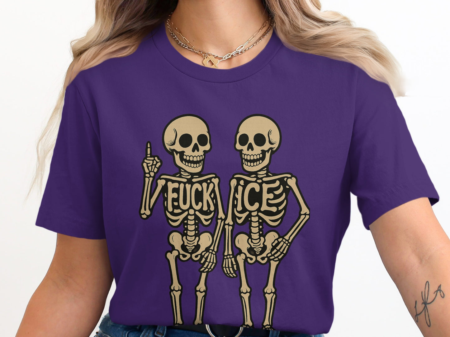 Skeletons Giving One Finger Gesture T-Shirt Product
