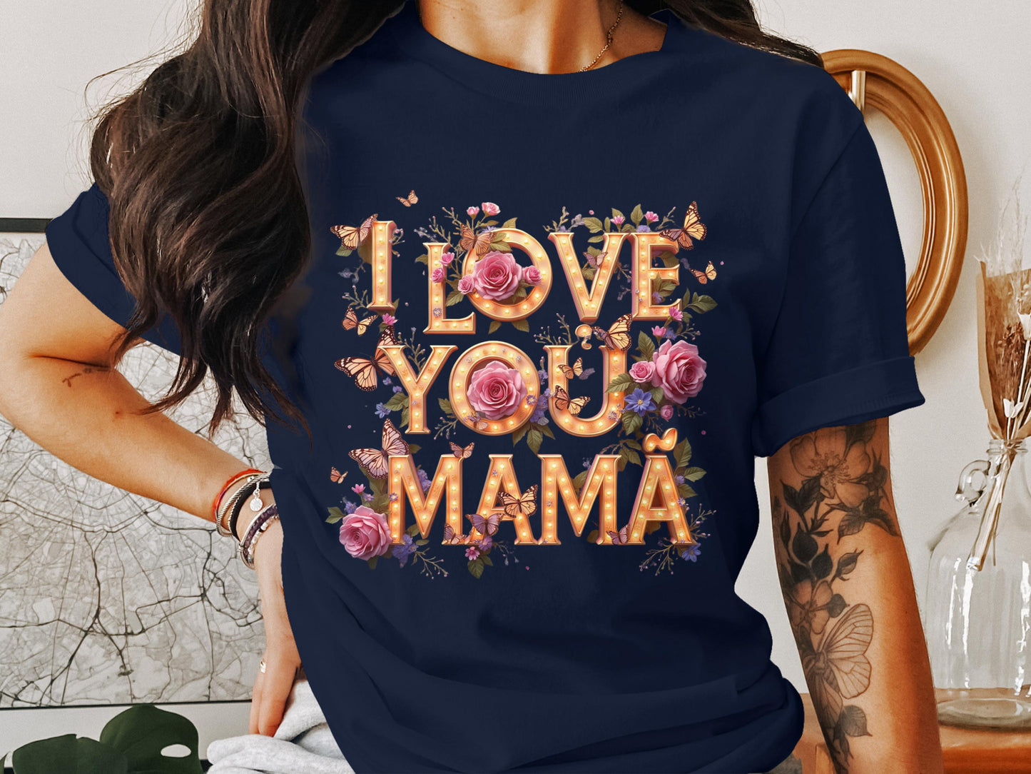 I Love You Mama Floral Typography Graphic T-shirt product