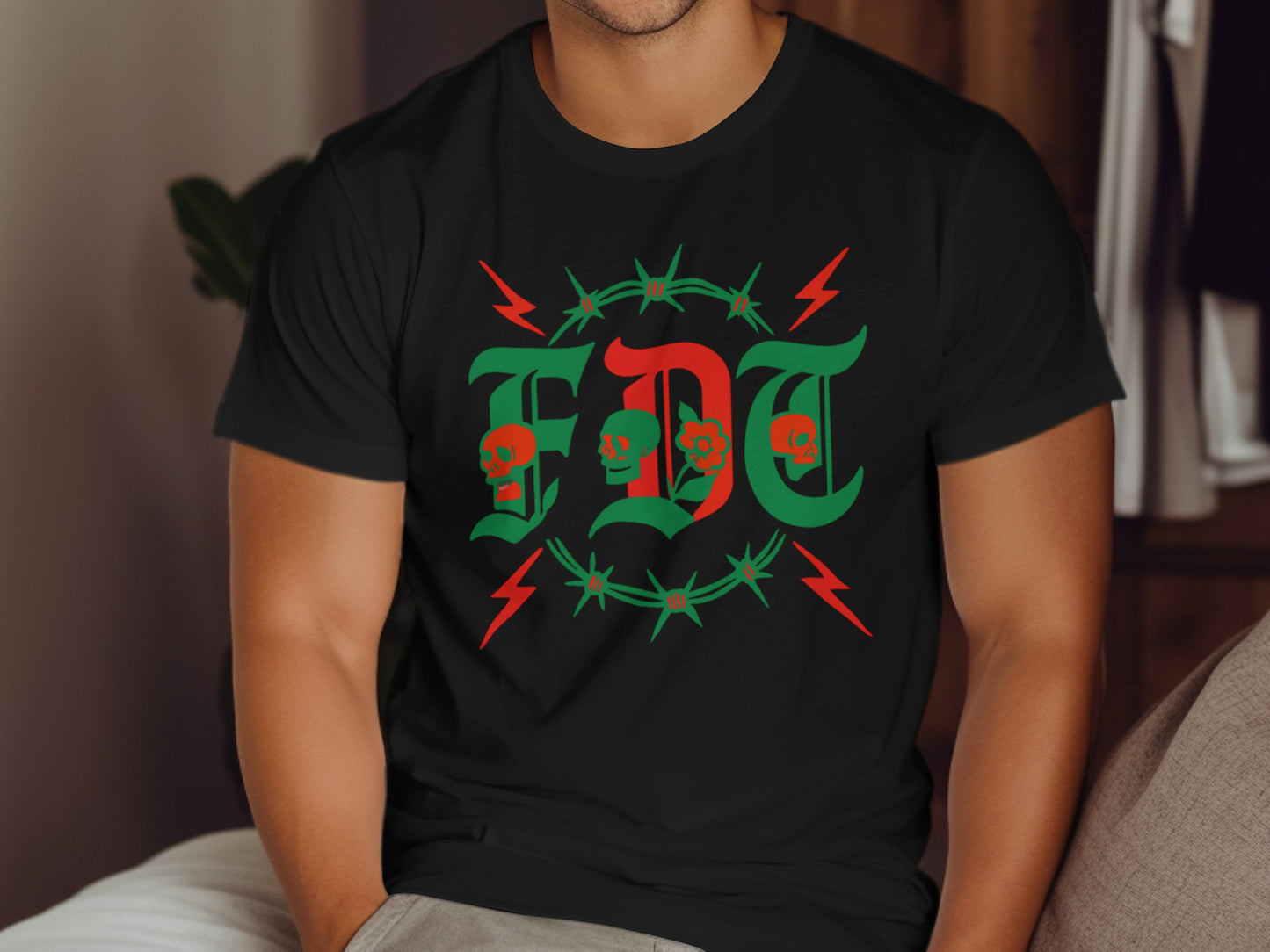 FDT Lightning Barbed Wire Skull Design Shirt product