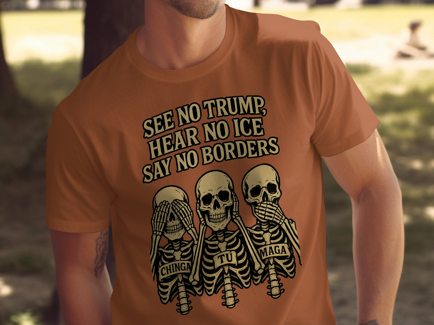See No Trump Hear No Ice Say No Borders Shirt Product