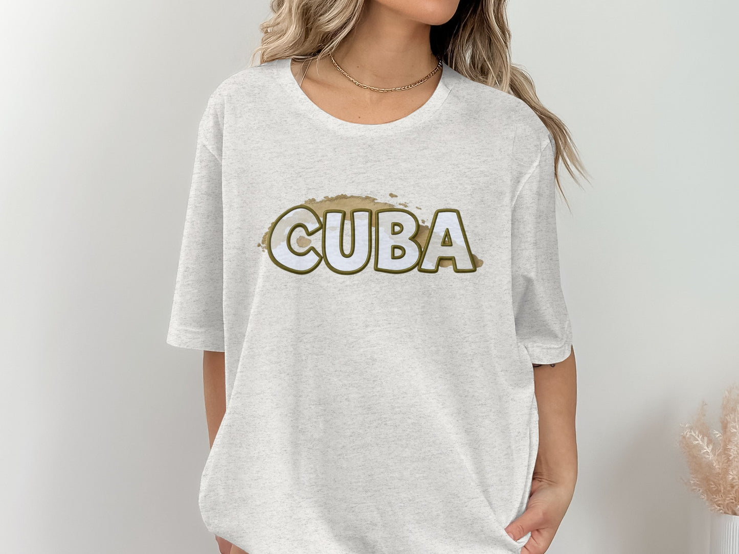 Beige Graphic Cuba T Shirt for Women Casual Look product type