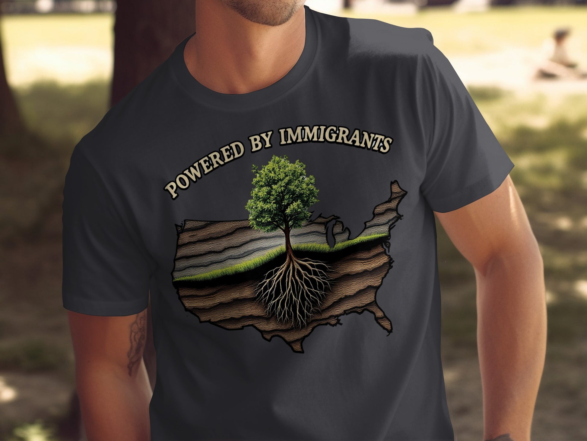Powered by Immigrants USA Map T-shirt product type