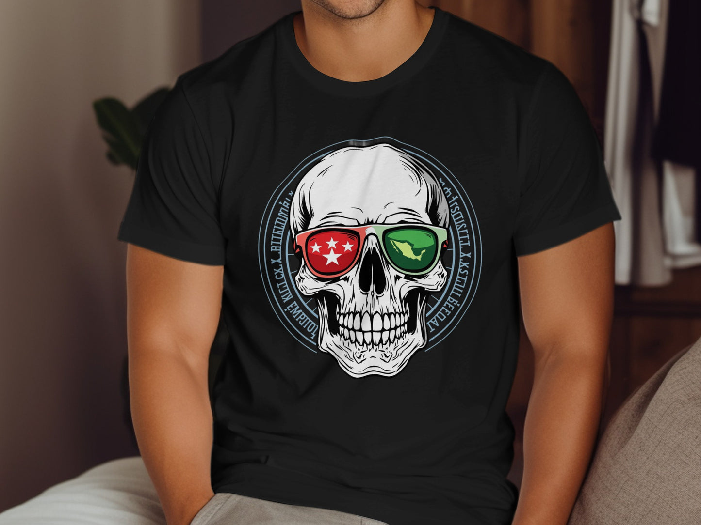 Skull with Colorful 3D Glasses Graphic T-Shirt product type