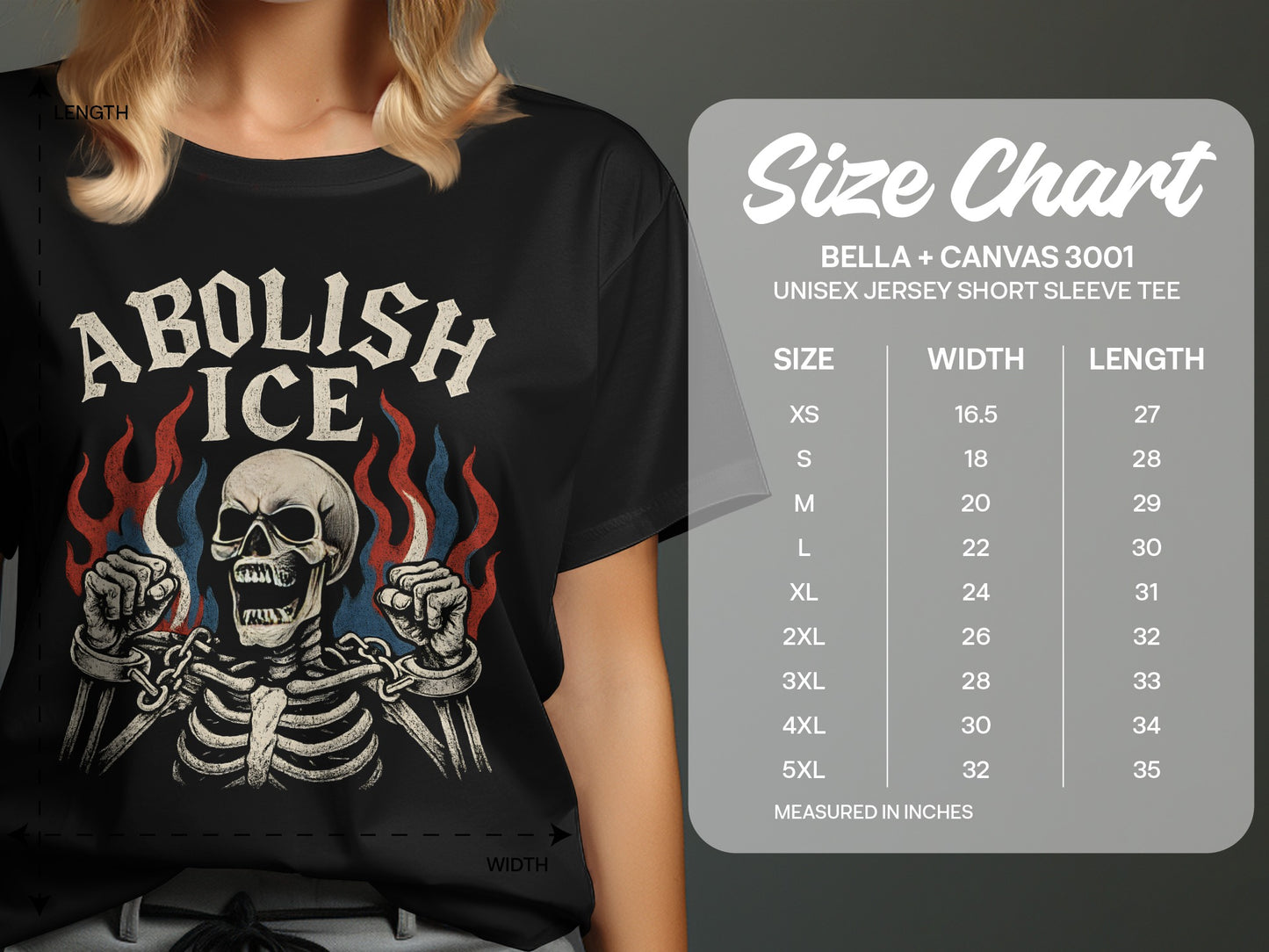 Abolish Ice Skeleton Flame Unisex Short Sleeve Tee product