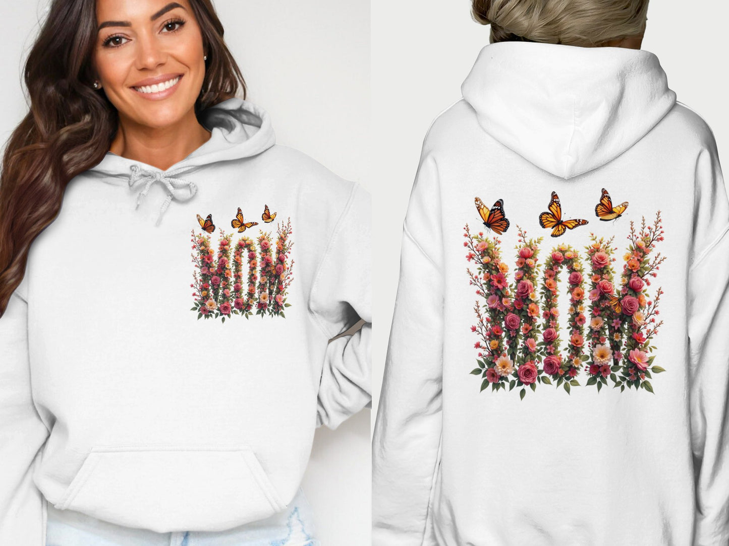 Butterfly and Floral Graphic Design Hoodie product type