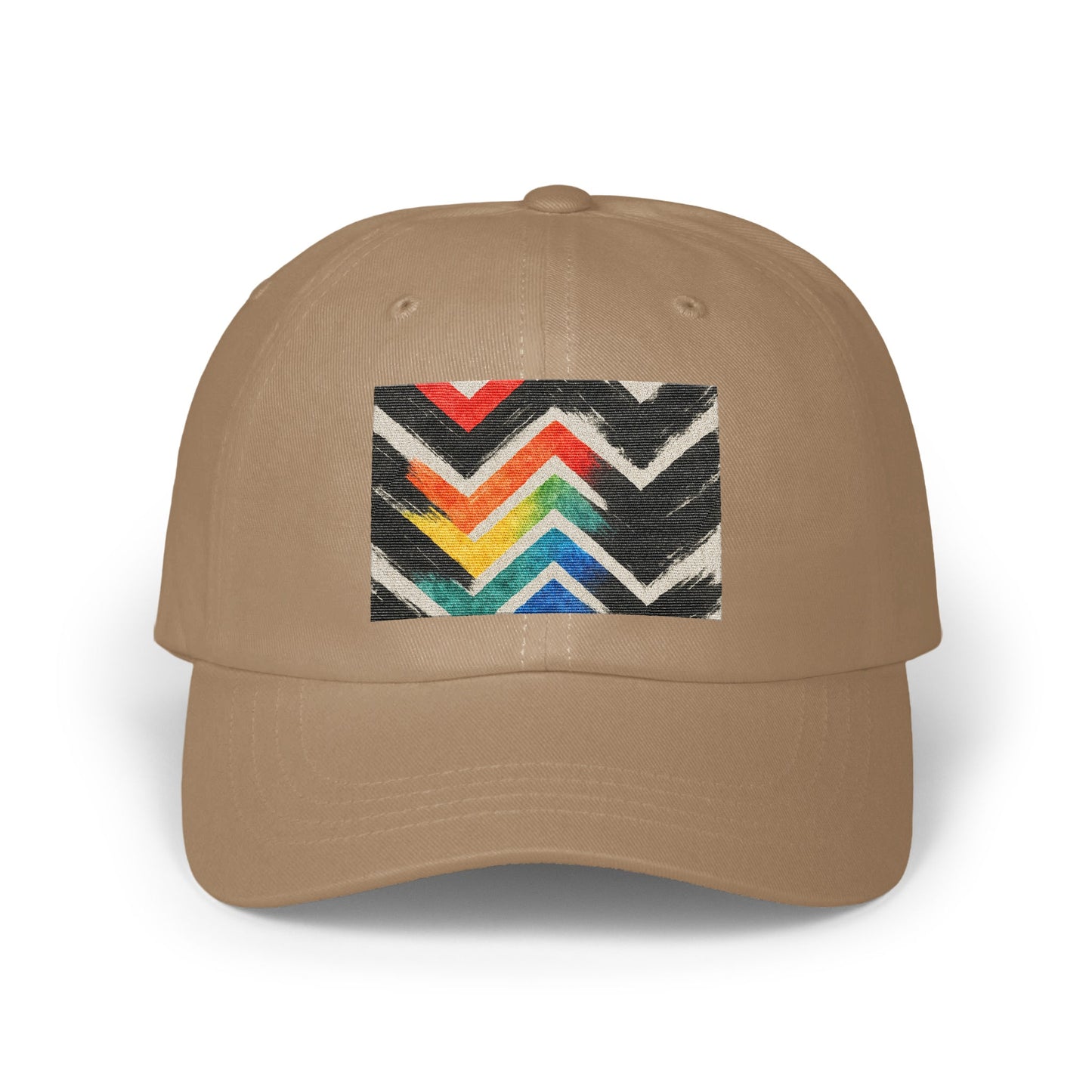 Chevron Pattern Multicolor Art Print on Tan Hat product