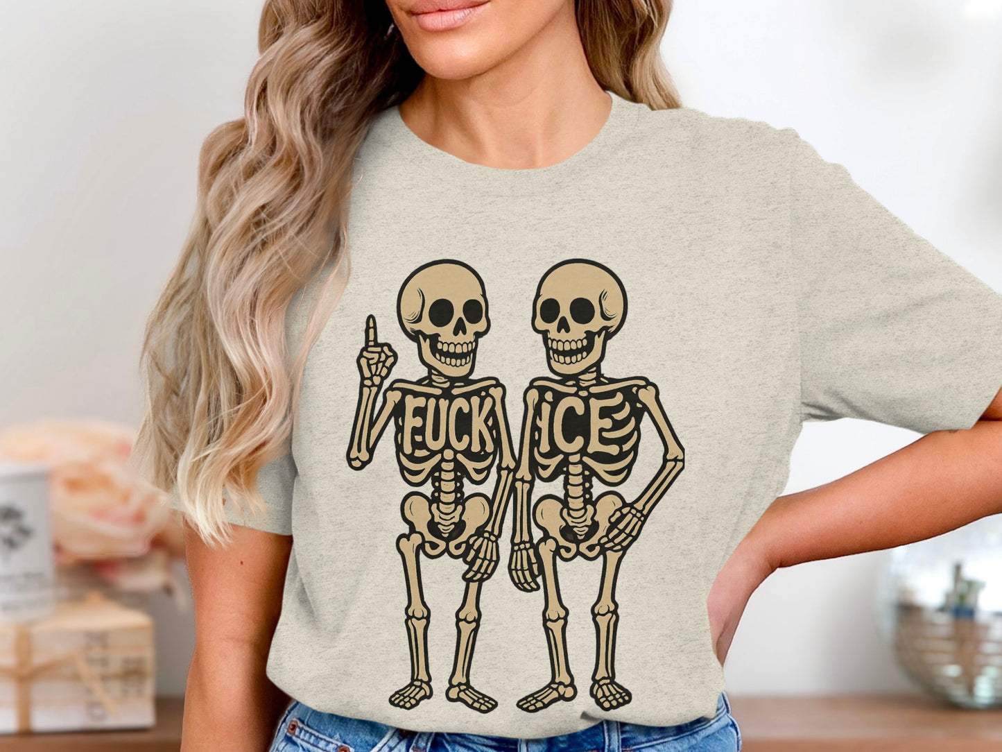 Humorous Skeleton Graphic Short Sleeve Tee Shirt product