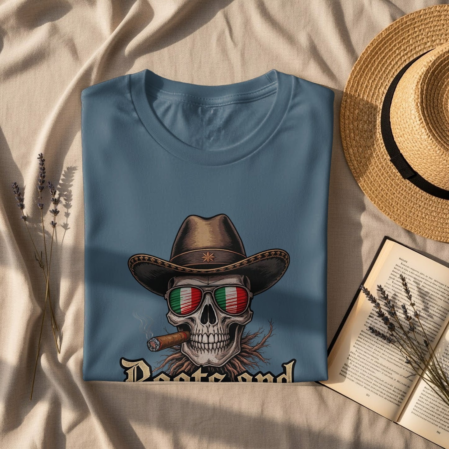 Cowboy Skull with Cigarette Graphic T-shirt product