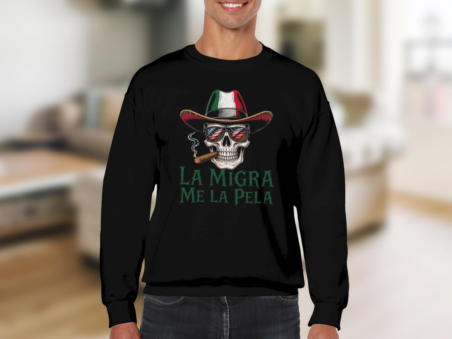 La Migra Me La Pela Skull Graphic Sweatshirt product type