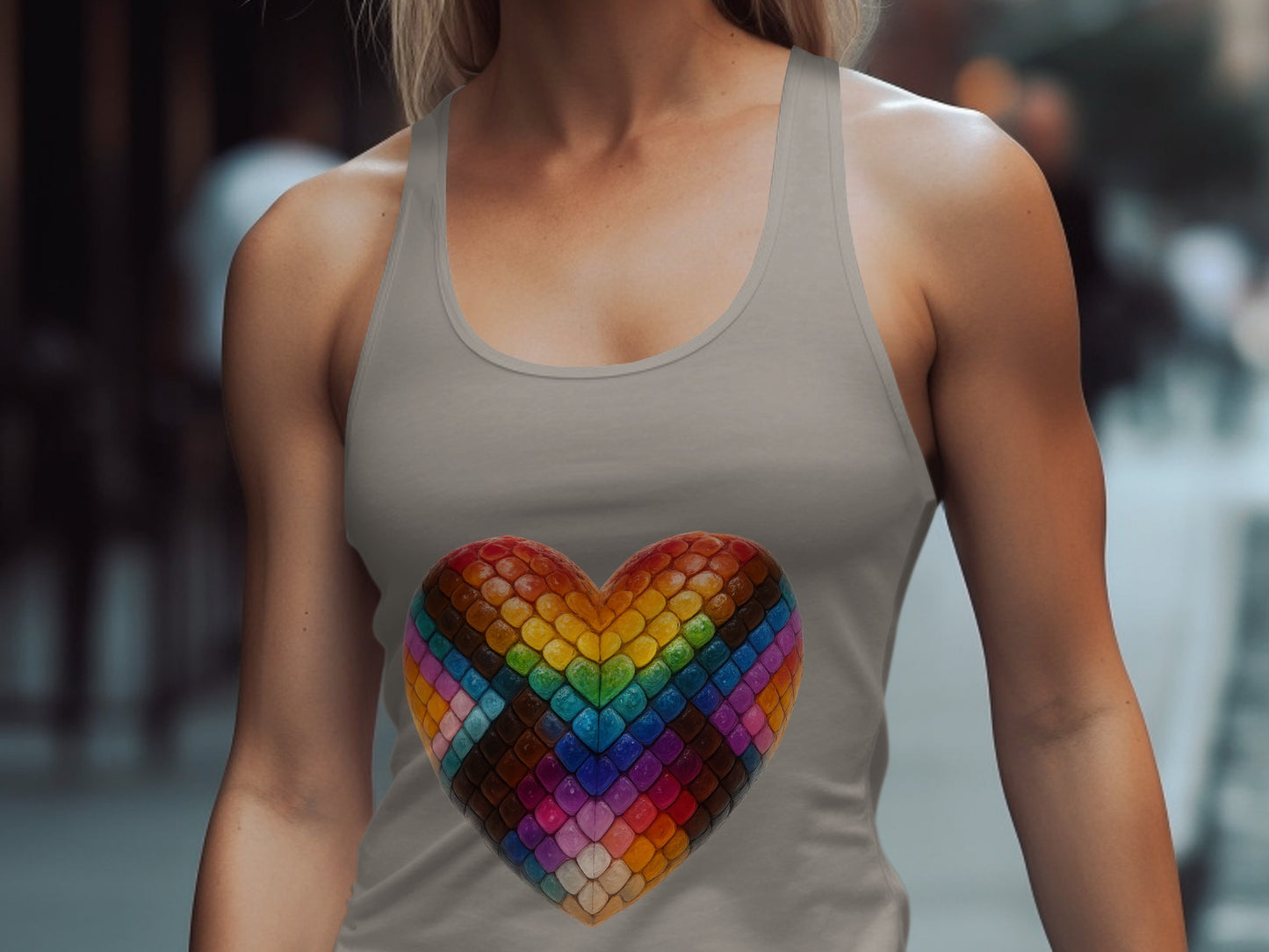 Colorful Heart Rainbow Scales Design Tank Top product