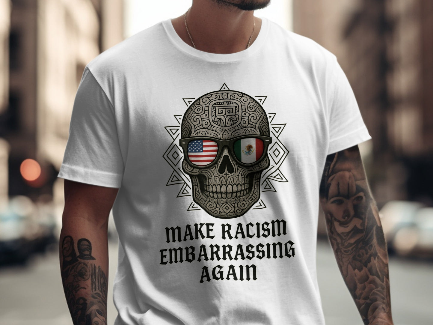 Make Racism Embarrassing Again Skull Design Shirt