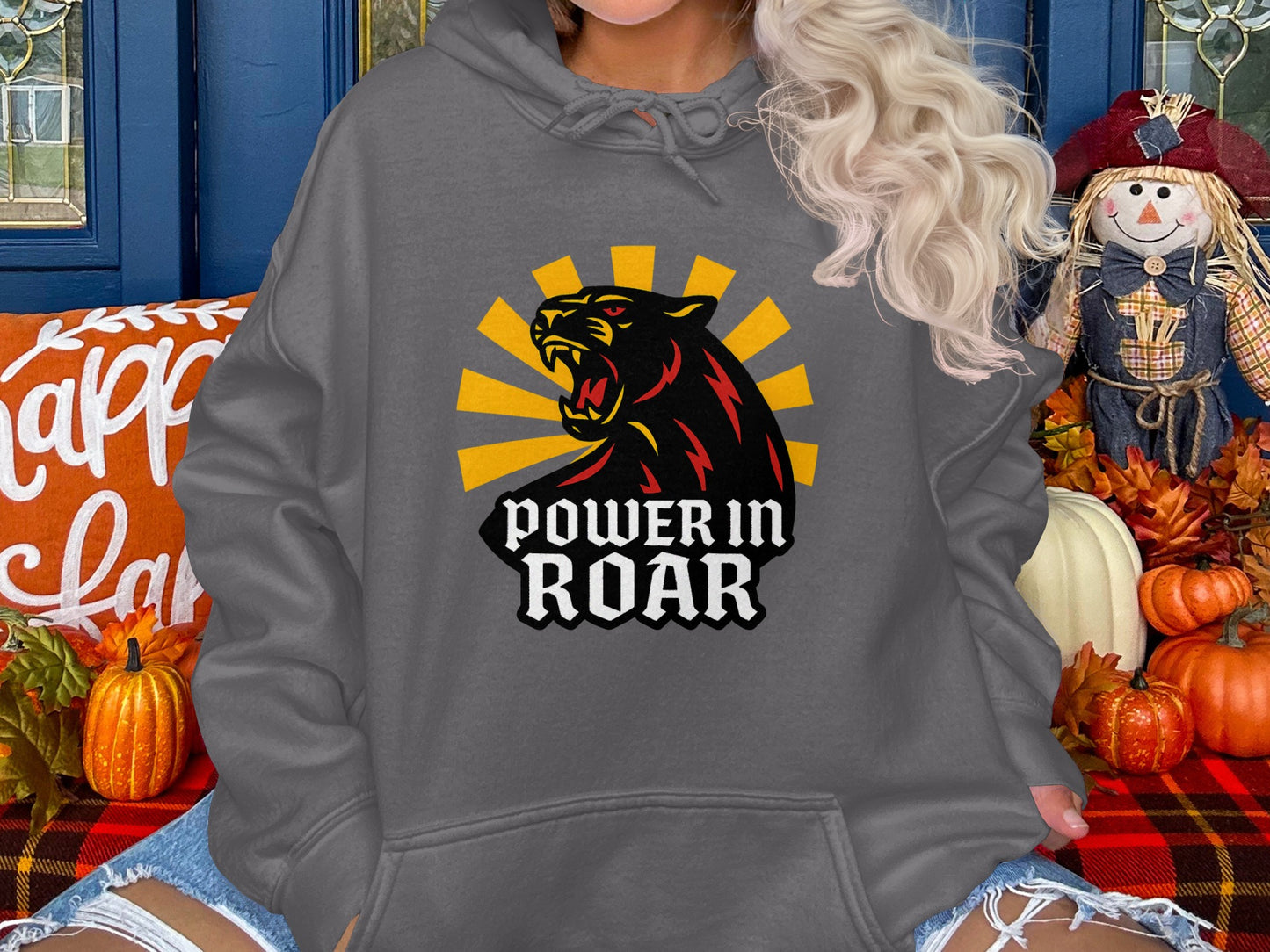 Power In Roar Black Panther Grey Hoodie product