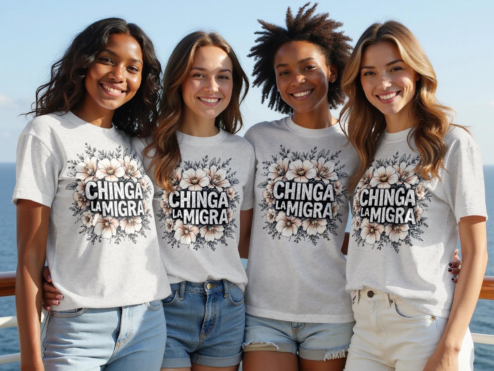Chinga La Migra Floral Design Shirt product type