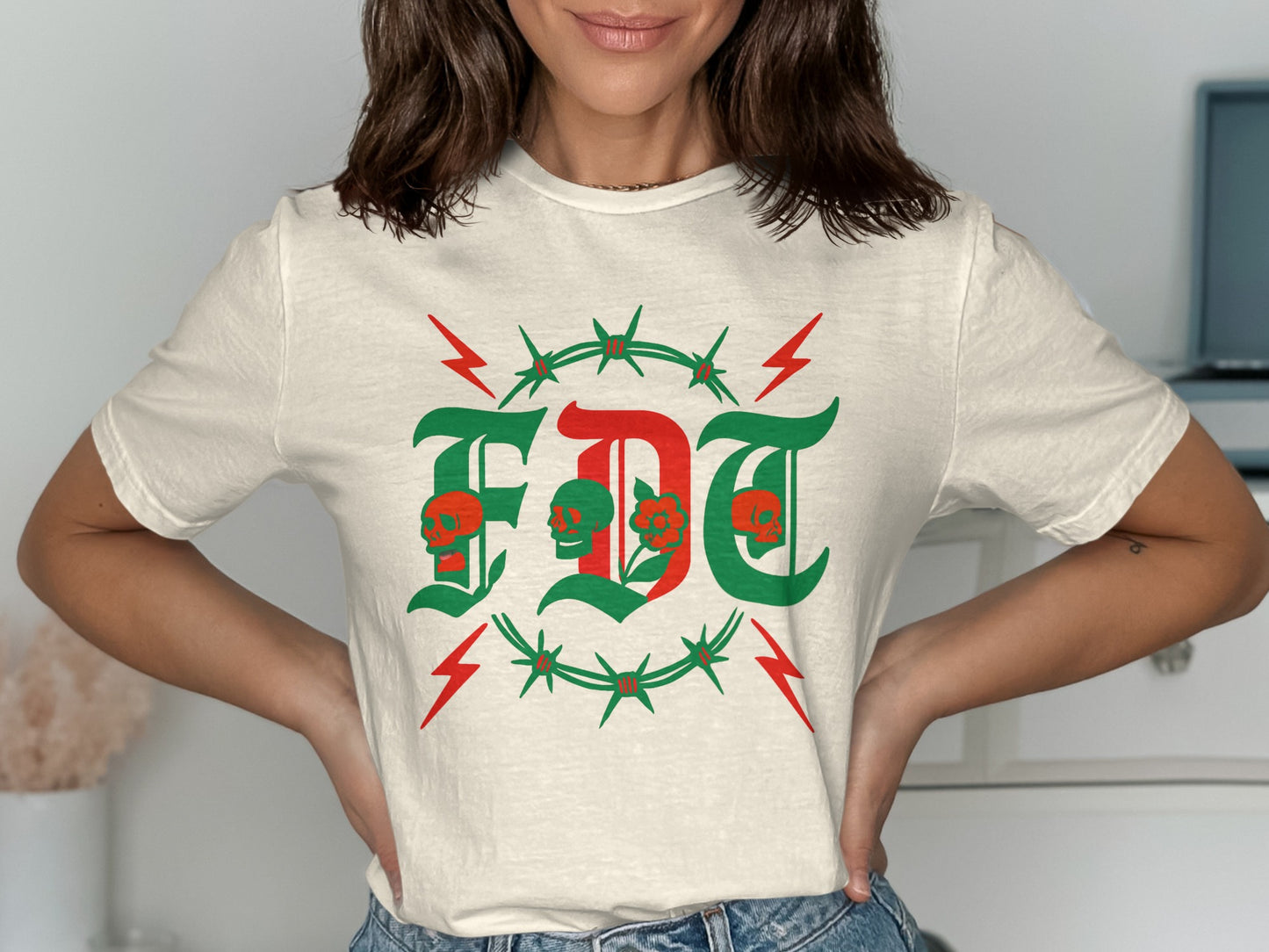 EDT Skull and Flower Graphic T-Shirt product
