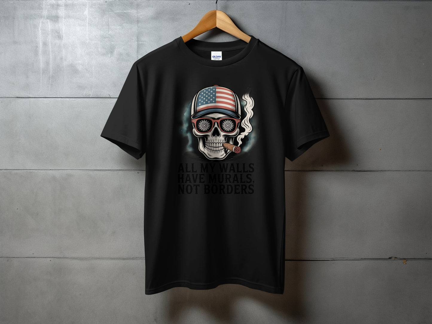 American Flag Skull Smoking Cool Graphic T-Shirt product