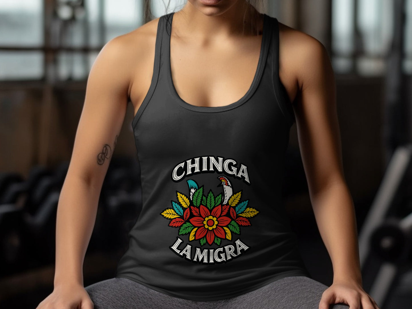 Chinga La Migra Floral Print Racerback Tank product