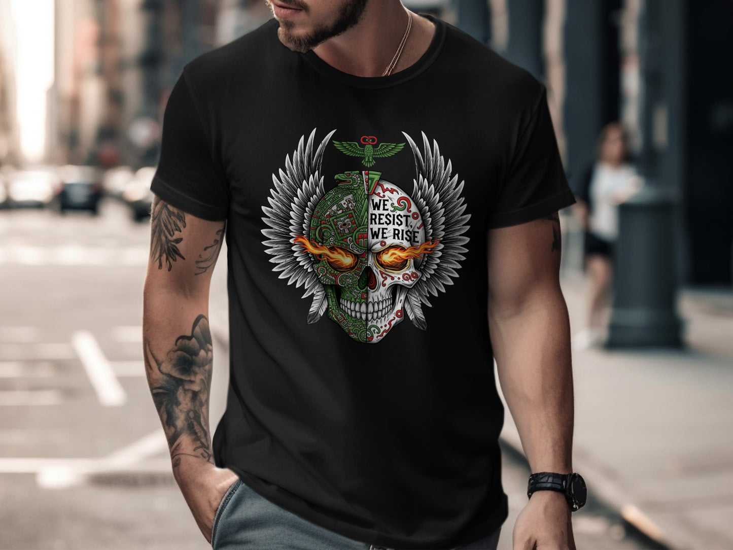 Skull Wings Design We Resist We Rise Statement product type