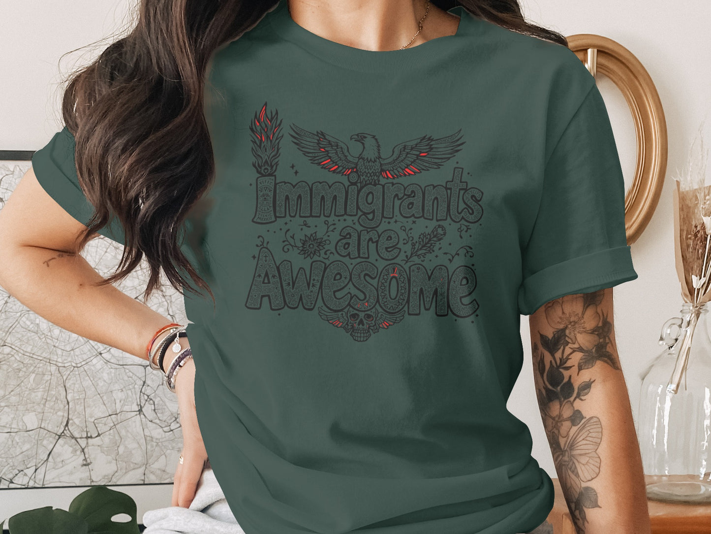 Immigrants Are Awesome Text Graphic Shirt product type