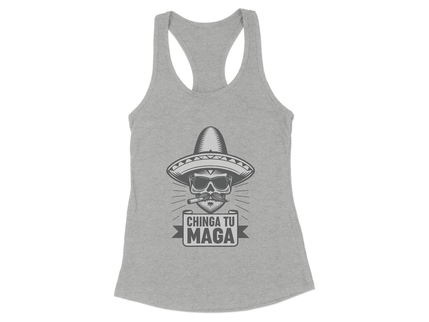 Chinga Tu Maga Skull Wearing Sombrero Tank Top product type
