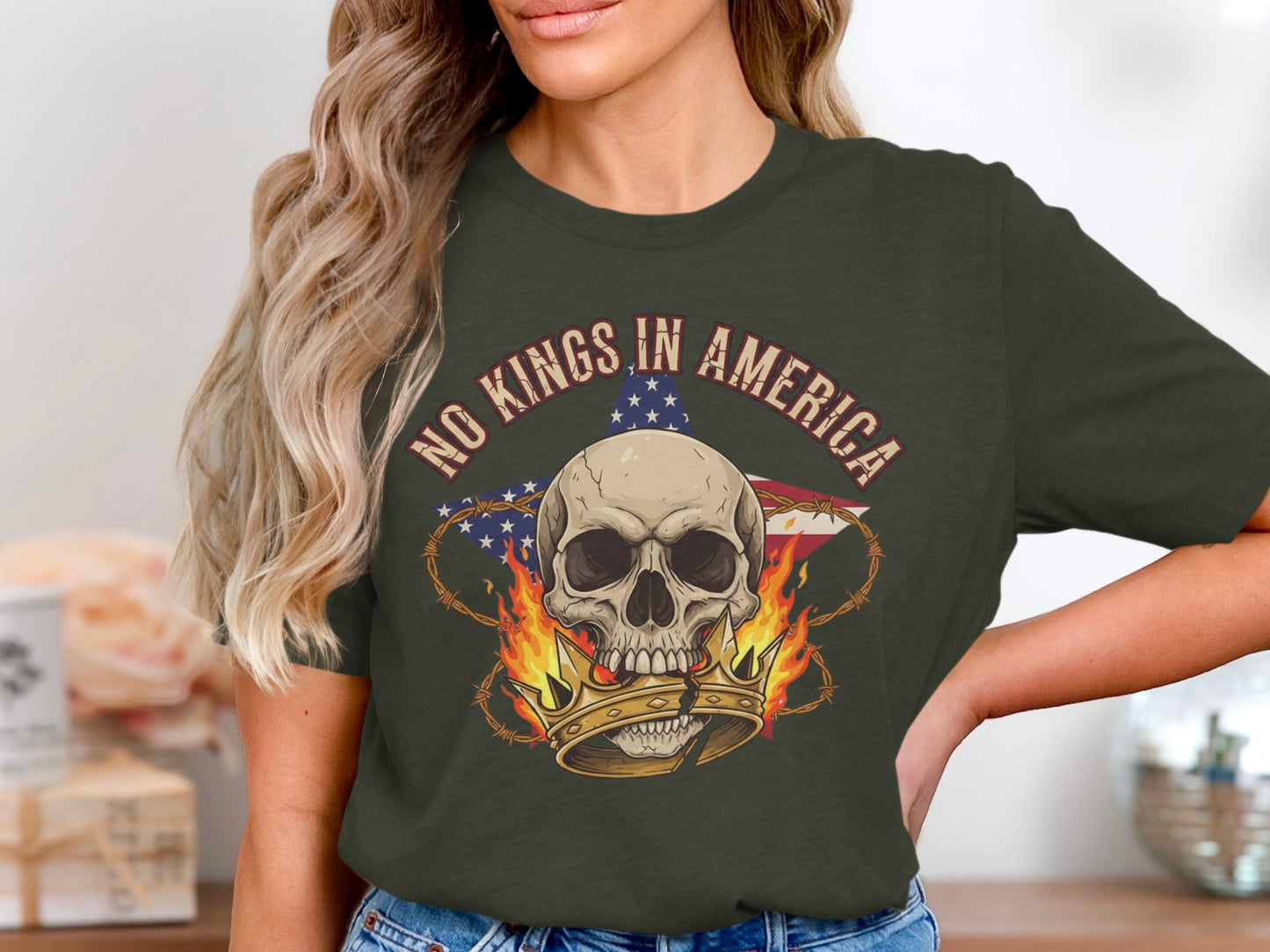 No Kings in America Skull Graphic Tee Product