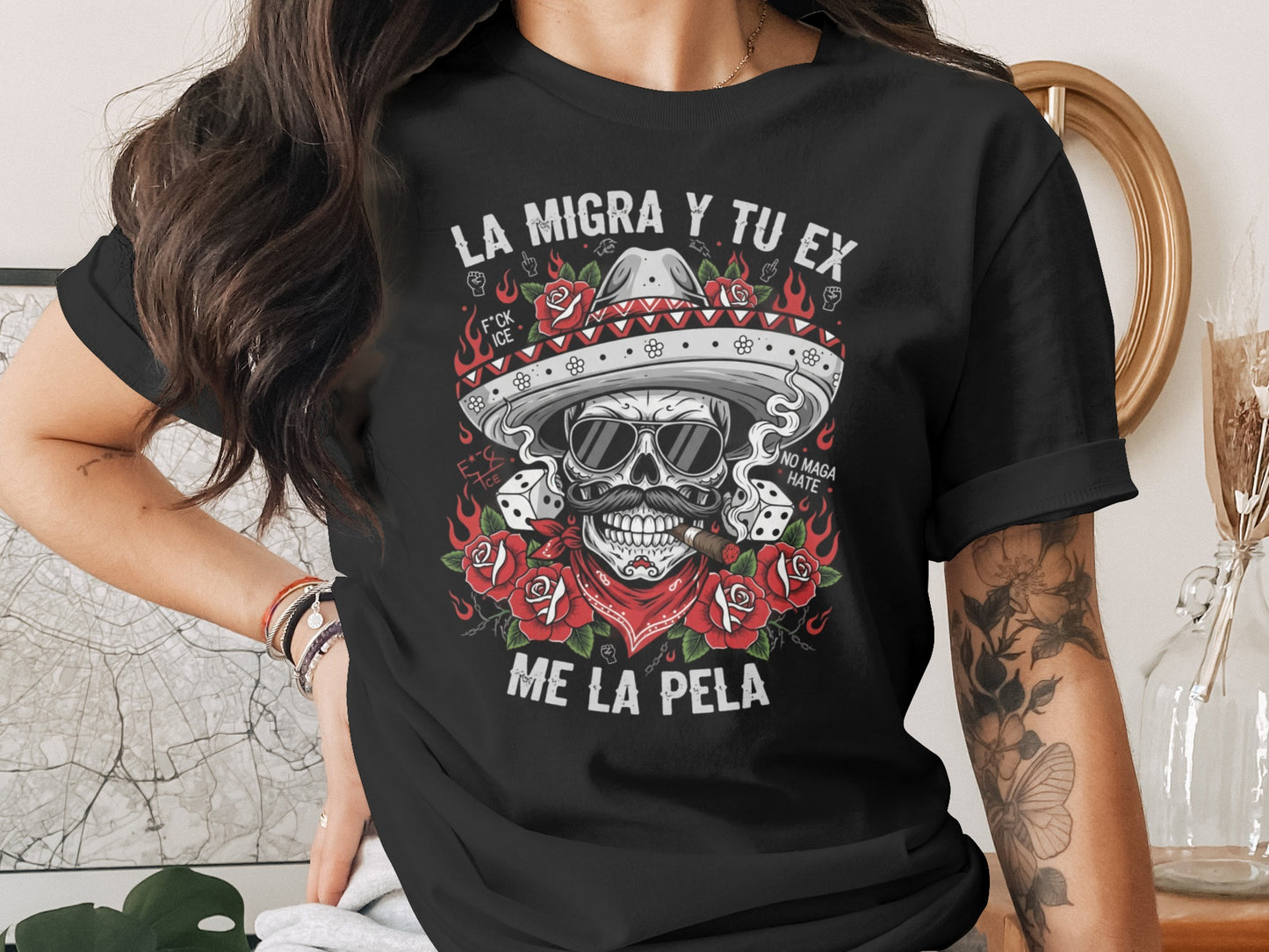La Migra Y Tu Ex Me La Pela Graphic T-Shirt product