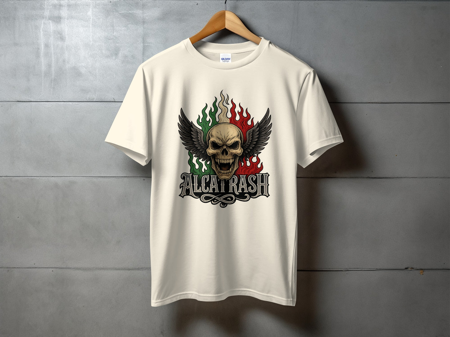 Skull with Wings and Flames Graphic T-Shirt product type