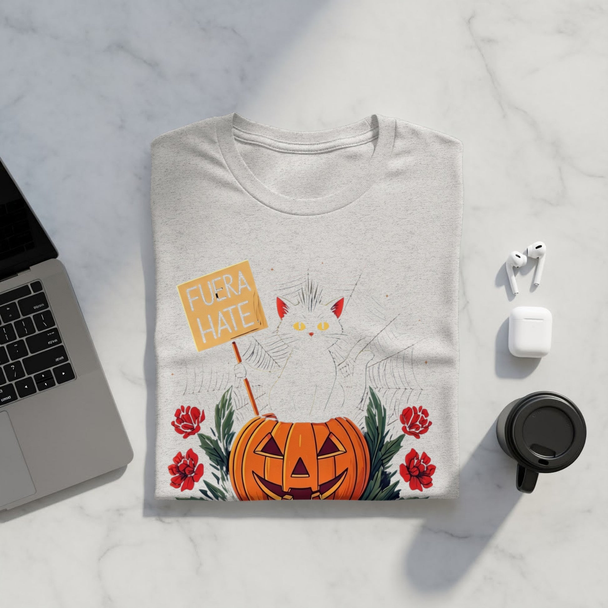 Fuera Hate Bat on Pumpkin Graphic T-shirt product type