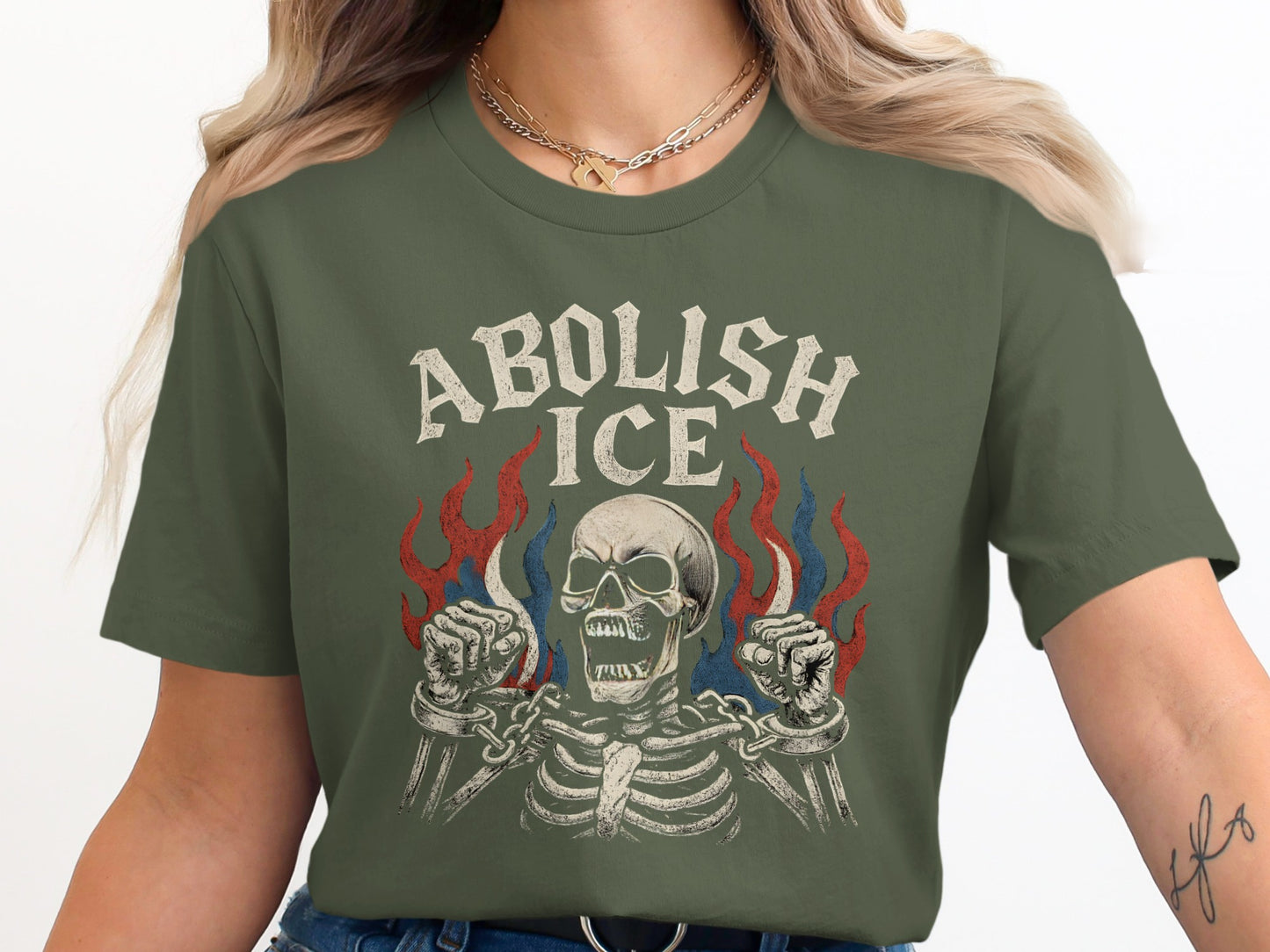 Abolish Ice Design Skeleton Hands Graphic Tee product type