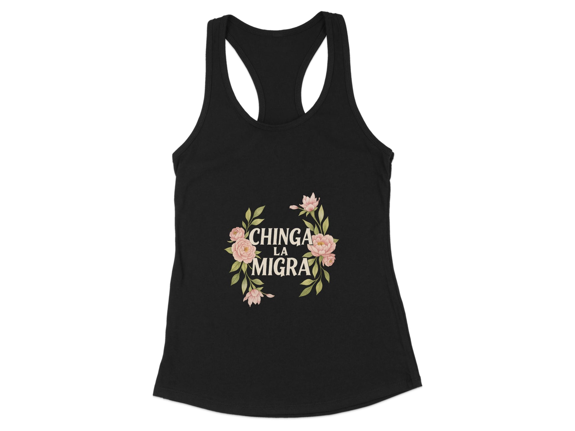 Chinga La Migra Floral Design Graphic Tank Top product